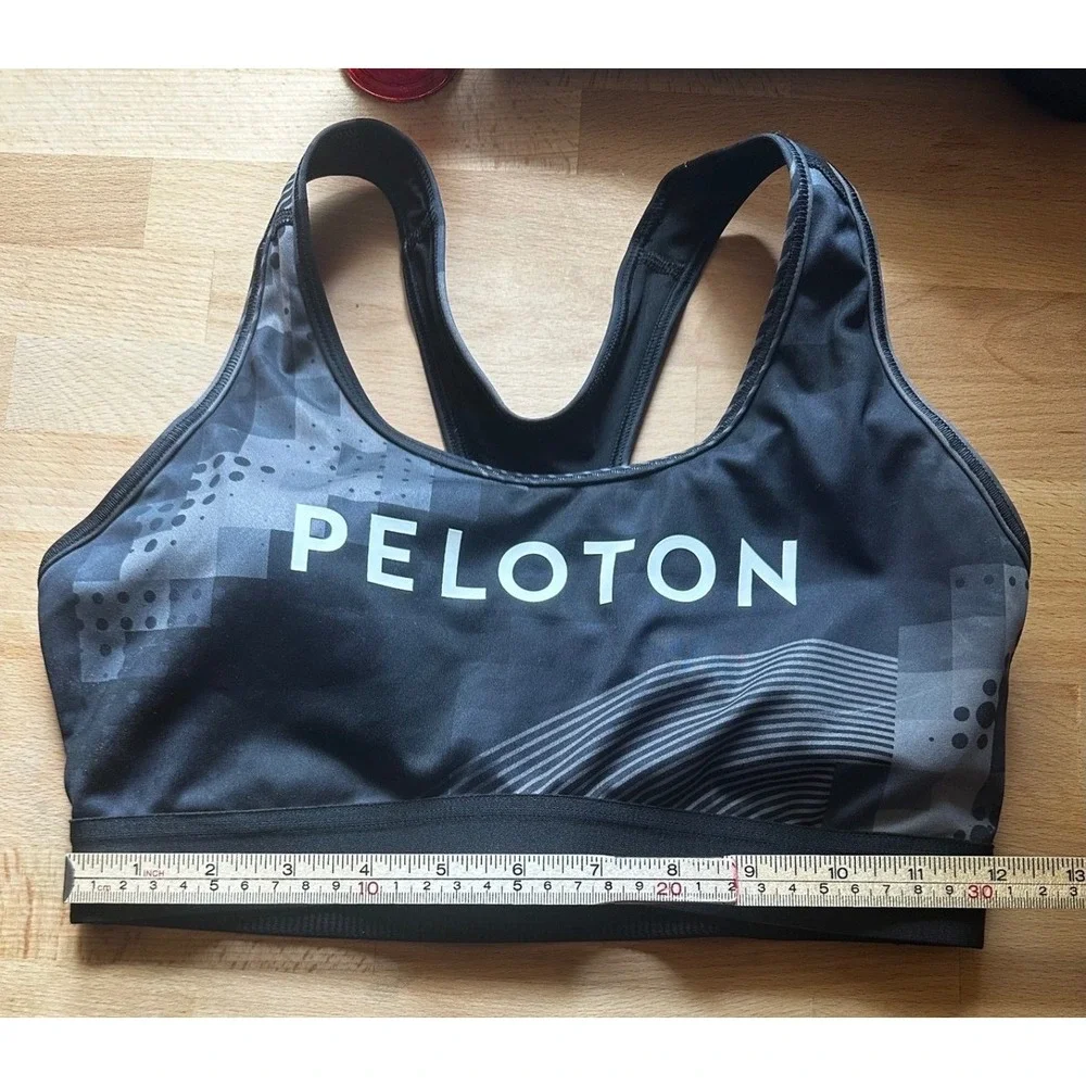 Adidas x Peloton Womens Racerback Sports Bra Black Gray Graphic Sz M Primegreen